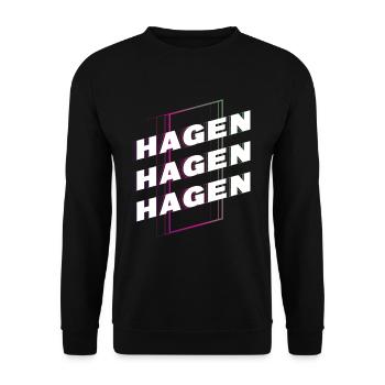 Hagen Germany City Font Skyline Home - Unisex Sweatshirt - black - Front - Alina (178cm) & Michal (187cm)