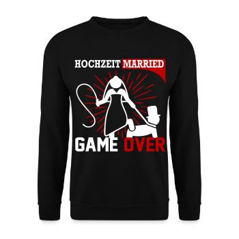 Hochzeit Married Game Over Peitsche Frau Mann - Unisex Pullover - Schwarz - Vorne - Alina (178cm) & Michal (187cm)