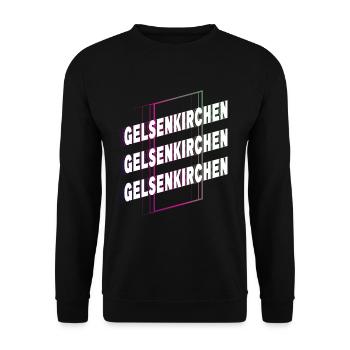 Gelsenkirchen Deutschland Stadt Schrift Skyline - Unisex Pullover - Schwarz - Vorne - Alina (178cm) & Michal (187cm)