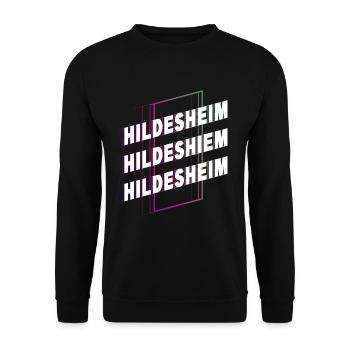 Hildesheim Deutschland Stadt Schrift Skyline - Unisex Pullover - Schwarz - Vorne - Alina (178cm) & Michal (187cm)