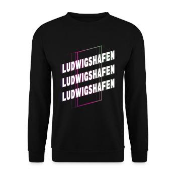 Ludwigshafen Germany City Font Skyline - Unisex Sweatshirt - black - Front - Alina (178cm) & Michal (187cm)