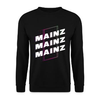 Mainz Deutschland Stadt Schrift Skyline Heimat - Unisex Pullover - Schwarz - Vorne - Alina (178cm) & Michal (187cm)