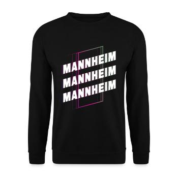 Mannheim Deutschland Stadt Schrift Skyline Heimat - Unisex Pullover - Schwarz - Vorne - Alina (178cm) & Michal (187cm)