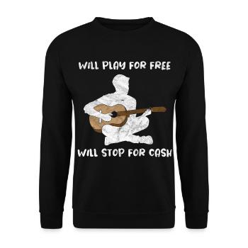 Will Play For Free Will Stop For Cash Gitarre - Unisex Pullover - Schwarz - Vorne - Alina (178cm) & Michal (187cm)
