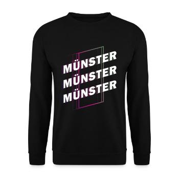 Münster Deutschland Stadt Schrift Skyline Heimat - Unisex Pullover - Schwarz - Vorne - Alina (178cm) & Michal (187cm)