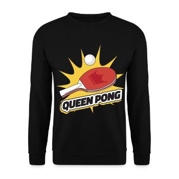 Queen Pong Outfit Tennis de Table Batte Ping-Pong - Sweat-shirt Unisexe - noir - Devant - Alina (178cm) & Michal (187cm)