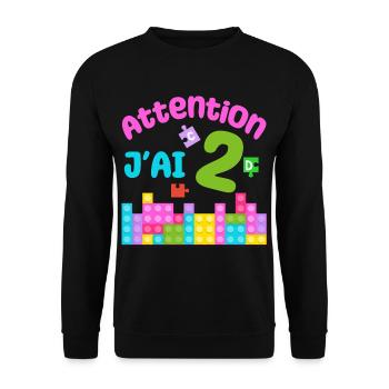 Gift 2 years Birthday I am 2 years old - Unisex Sweatshirt - black - Front - Alina (178cm) & Michal (187cm)