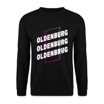 Oldenburg Deutschland Stadt Schrift Skyline Heimat - Unisex Pullover - Schwarz - Vorne - Alina (178cm) & Michal (187cm)