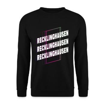 Recklinghausen Deutschland Stadt Schrift Skyline - Unisex Pullover - Schwarz - Vorne - Alina (178cm) & Michal (187cm)