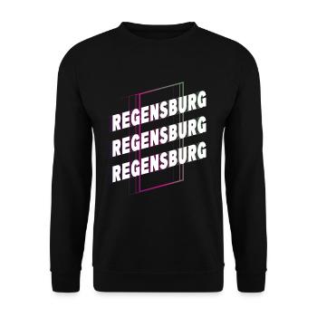 Regensburg Deutschland Stadt Schrift Skyline - Unisex Pullover - Schwarz - Vorne - Alina (178cm) & Michal (187cm)