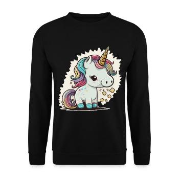 Licorne colorée douce mignonne bande dessinée bande dessinée - Sweat-shirt Unisexe - noir - Devant - Alina (178cm) & Michal (187cm)