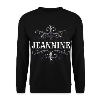 Jeannine Name Vorname Personalisiert - Unisex Pullover - Schwarz - Vorne - Alina (178cm) & Michal (187cm)