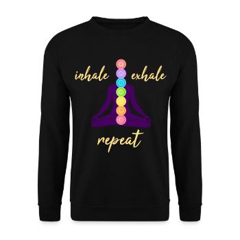 Meditation Chakra Yoga Namaste Om Yoga Sprüche - Unisex Pullover - Schwarz - Vorne - Alina (178cm) & Michal (187cm)