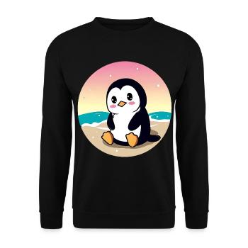 Pingouin de plage au coucher du soleil - Sweat-shirt Unisexe - noir - Devant - Alina (178cm) & Michal (187cm)