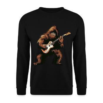 Bigfoot spielt Gitarre - Unisex Pullover - Schwarz - Vorne - Alina (178cm) & Michal (187cm)
