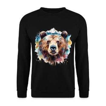 Ours, Grizzly, Tête d’ours, Nature, Nature, Nature, Forêt, Montagnes - Sweat-shirt Unisexe - noir - Devant - Alina (178cm) & Michal (187cm)