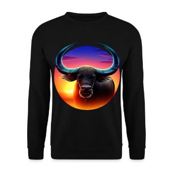 Water buffalo in the sunset - Unisex Sweatshirt - black - Front - Alina (178cm) & Michal (187cm)