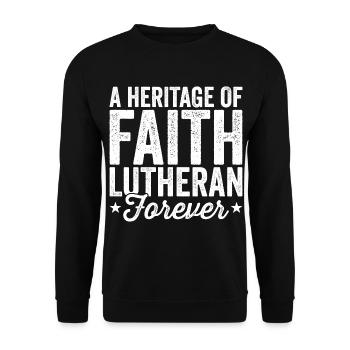 Lutheran Forever Religion Confirmation Christianity - Unisex Sweatshirt - black - Front - Alina (178cm) & Michal (187cm)