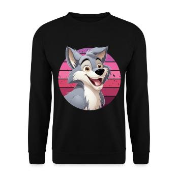 Wolf Laughs Cartoon Comic Wolf Head Wolves Cute - Unisex Sweatshirt - black - Front - Alina (178cm) & Michal (187cm)