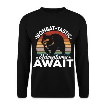 Wombat-tastic Adventures Wombat Australian Animals - Unisex Pullover - Schwarz - Vorne - Alina (178cm) & Michal (187cm)