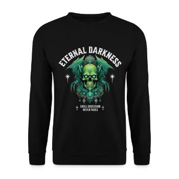 Crâne Crâne Squelette Sombre Sombre - Sweat-shirt Unisexe - noir - Devant - Alina (178cm) & Michal (187cm)
