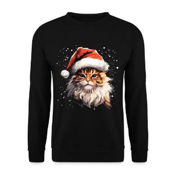 Cat Christmas Christmas Cat Merry Catmas - Unisex Sweatshirt - black - Front - Alina (178cm) & Michal (187cm)