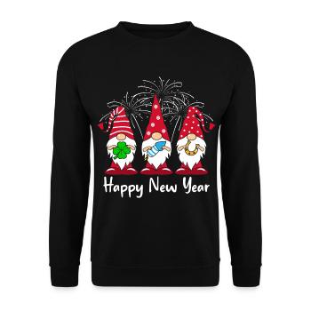 Bonne année Père Noël secret - Sweat-shirt Unisexe - noir - Devant - Alina (178cm) & Michal (187cm)
