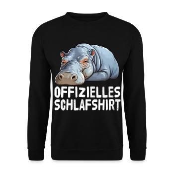 Offizieles Schlafshirt Nilpferd - Unisex Pullover - Schwarz - Vorne - Alina (178cm) & Michal (187cm)