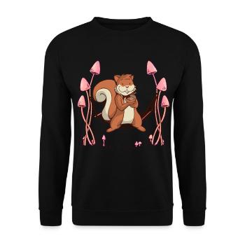 Eichhörnchen Waldtiere Hängematte. - Unisex Pullover - Schwarz - Vorne - Alina (178cm) & Michal (187cm)