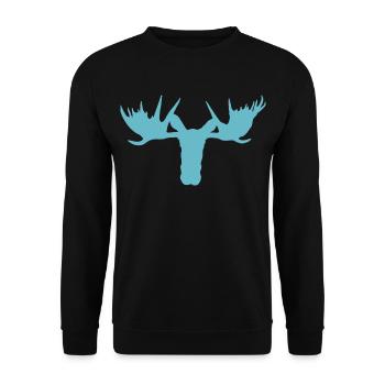 Elchkopf – Majestät der skandinavischen Wälder - Unisex Pullover - Schwarz - Vorne - Alina (178cm) & Michal (187cm)