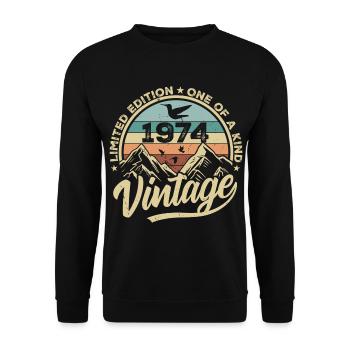 Original Vintage 1974 Cadeau d’anniversaire 1974 - Sweat-shirt Unisexe - noir - Devant - Alina (178cm) & Michal (187cm)