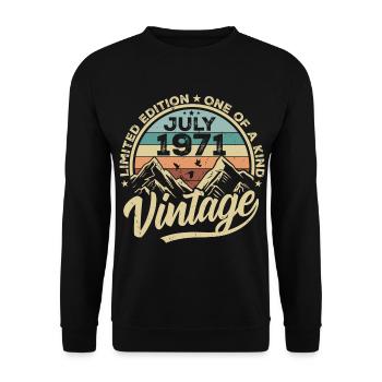 Born in July 1971 Born Birthday July 1971 - Unisex Sweatshirt - black - Front - Alina (178cm) & Michal (187cm)