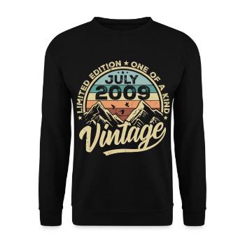 Born in July 2009 Born in July 2009 Born in July 2009 - Unisex Sweatshirt - black - Front - Alina (178cm) & Michal (187cm)