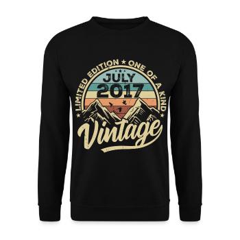 Born in July 2017 Vintage Birthday July 2017 - Unisex Sweatshirt - black - Front - Alina (178cm) & Michal (187cm)