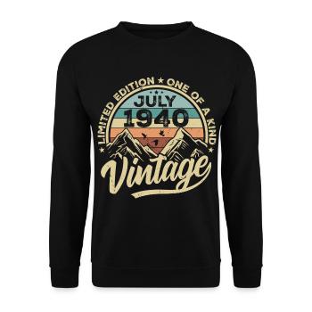 Né(e) en juillet 1940 Date de naissance : juillet 1940 - Sweat-shirt Unisexe - noir - Devant - Alina (178cm) & Michal (187cm)