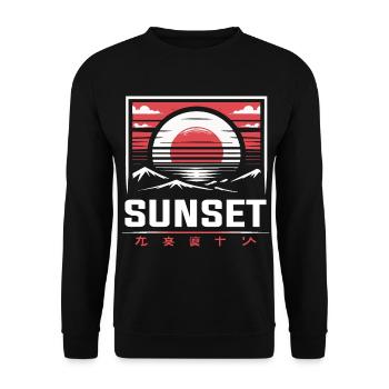 Coucher de soleil japonais - Dans la rue traditionnelle - Sweat-shirt Unisexe - noir - Devant - Alina (178cm) & Michal (187cm)