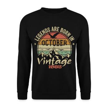 Genial seit Oktober 1985 - Oktober 1985 Geschenk - Unisex Pullover - Schwarz - Vorne - Alina (178cm) & Michal (187cm)