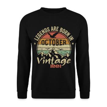 Génial Depuis Octobre 1991 - Cadeau Octobre 1991 - Sweat-shirt Unisexe - noir - Devant - Alina (178cm) & Michal (187cm)