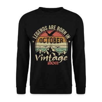 Génial depuis octobre 2011 - Cadeau octobre 2011 - Unisex Pullover - Schwarz - Vorne - Alina (178cm) & Michal (187cm)