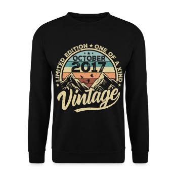 October 2017 Birthday 2017 Born October 2017 - Unisex Sweatshirt - black - Front - Alina (178cm) & Michal (187cm)