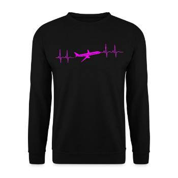Heartbeat Cardiogram Holiday Airplane - Unisex Sweatshirt - black - Front - Alina (178cm) & Michal (187cm)