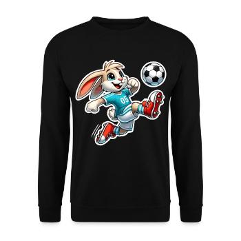 Lapin jouant au football - Sweat-shirt Unisexe - noir - Devant - Alina (178cm) & Michal (187cm)