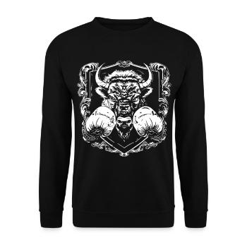 Bison Boxer Fighter - Sweat-shirt Unisexe - noir - Devant - Alina (178cm) & Michal (187cm)