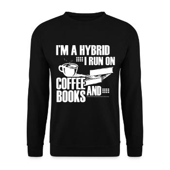I Run On Coffee And Books - Unisex Sweatshirt - black - Front - Alina (178cm) & Michal (187cm)