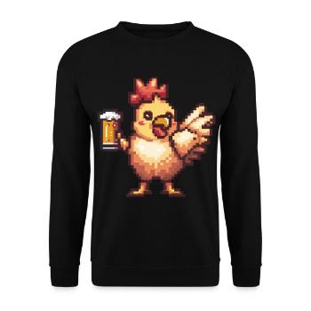 Chicken Pixel Beer - Unisex Sweatshirt - black - Front - Alina (178cm) & Michal (187cm)