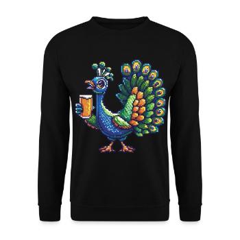 Bière Peacock Bird Pixel - Sweat-shirt Unisexe - noir - Devant - Alina (178cm) & Michal (187cm)