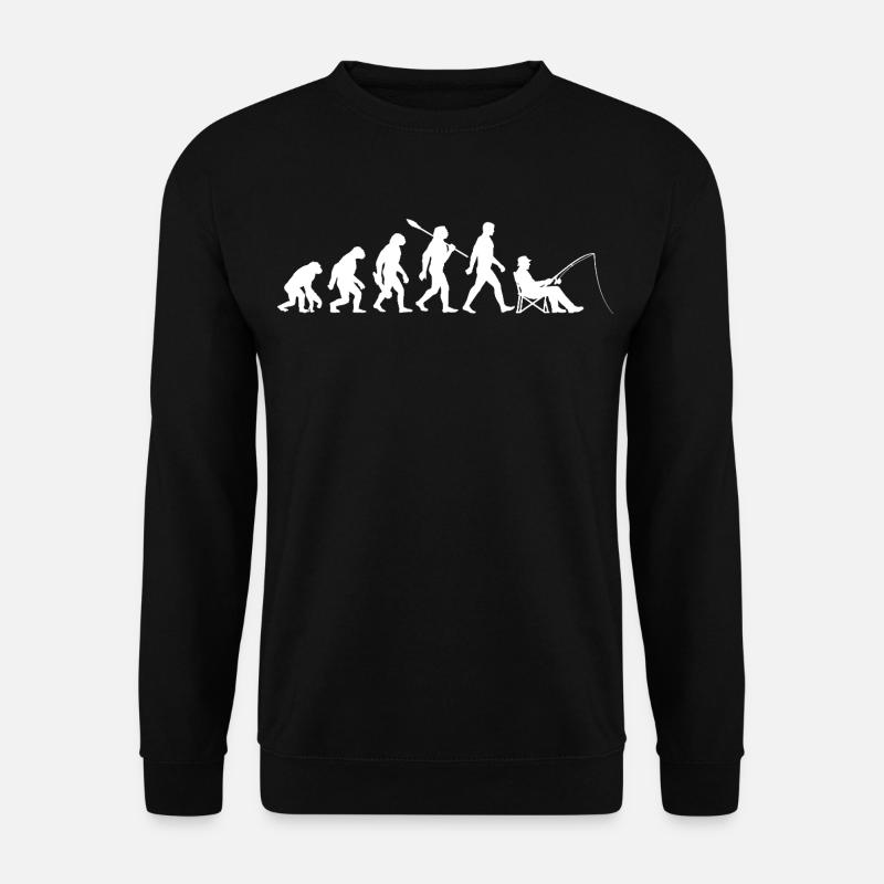 Evolution - Angler, Angeln Geschenk - Unisex Pullover - Schwarz