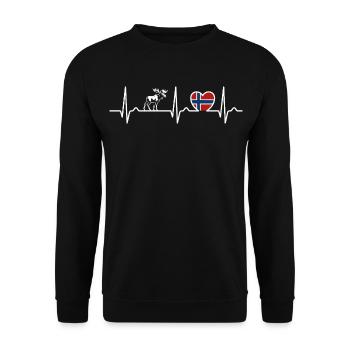 Heart Curve Norway ECG, Pulse, Moose, Gift - Unisex Sweatshirt - black - Front - Alina (178cm) & Michal (187cm)