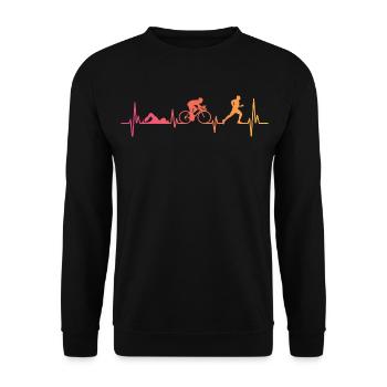 Triathlon Sunset Heartbeat Triathlete - Unisex Sweatshirt - black - Front - Alina (178cm) & Michal (187cm)