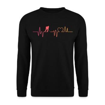 Eishockey herzschlag eishockeyspieler hockey - Unisex Pullover - Schwarz - Vorne - Alina (178cm) & Michal (187cm)